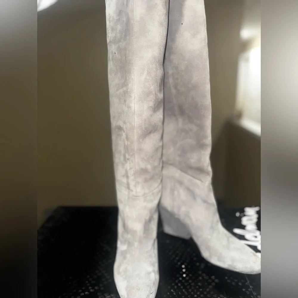 Sam Edelman Light Gray Suede Knee High Boots